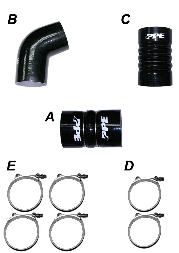 Pacific Engineering PPE Power Turbo Charge Pipes Silicone Hose Kit with Stainless Steel Clamps - GM 6.6L Duramax 2006-2010 LBZ LMM 115910610