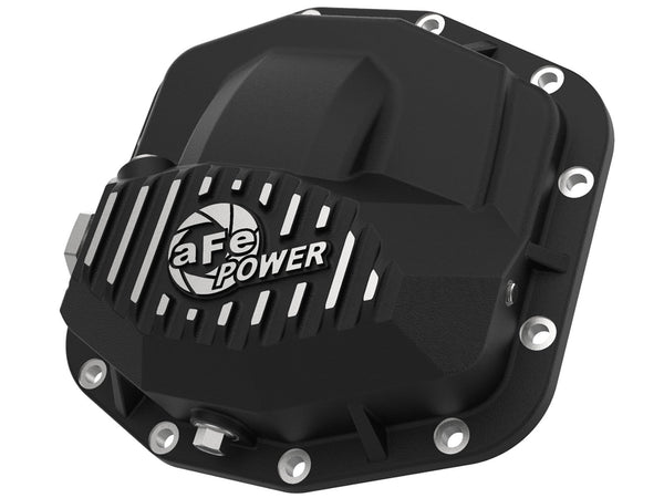 aFe Power Jeep Wrangler JL 18-23 Gladiator JT 20-23 Dana M210 Pro Series Front Differential Cover Black Finish w Machined Fins | 46-71030B