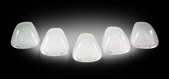 Recon Lighting Ford 99-16 Superduty 5-Piece Set Clear Cab Roof Light Lenses Only and Amber Xenon Bulbs 264142CL