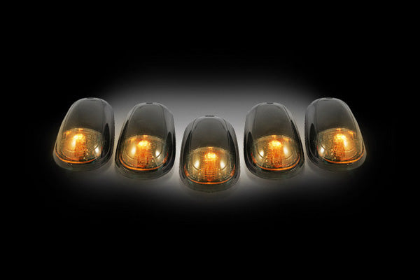 Recon Lighting Dodge 03-18 RAM HD 2500 and 3500 5-Piece Set Smoked Cab Roof Light Kit with WandA Strobe Running LEDs - Includes Complete Kit w Wiring 264146BKS
