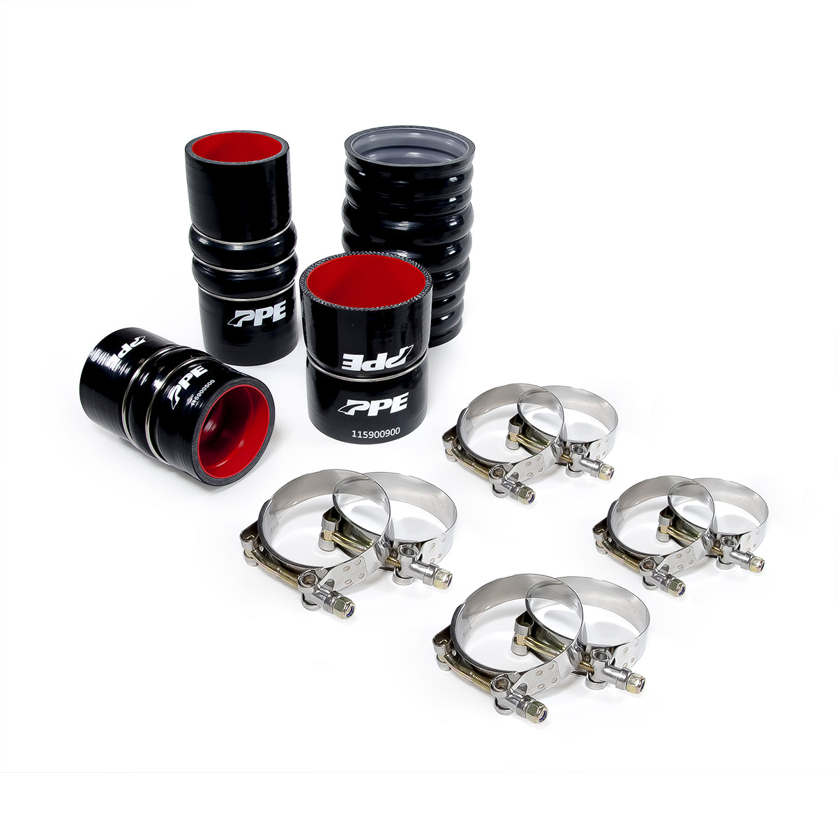 Pacific Engineering PPE Turbo Charge Pipes Silicone Hose Kit with Stainless Steel Clamps - GM 6.6L Duramax 2011-2016 LML 115911114