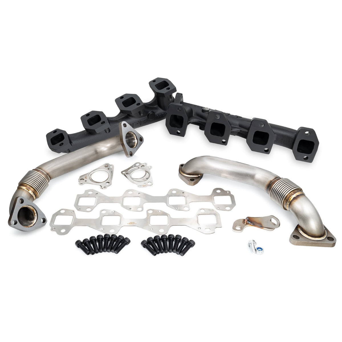 Pacific Engineering PPE Power High-Flow Exhaust Manifold and Up-Pipe Kit 2001-2004 Federal 2001 California GM 6.6L Duramax - Black 116111020