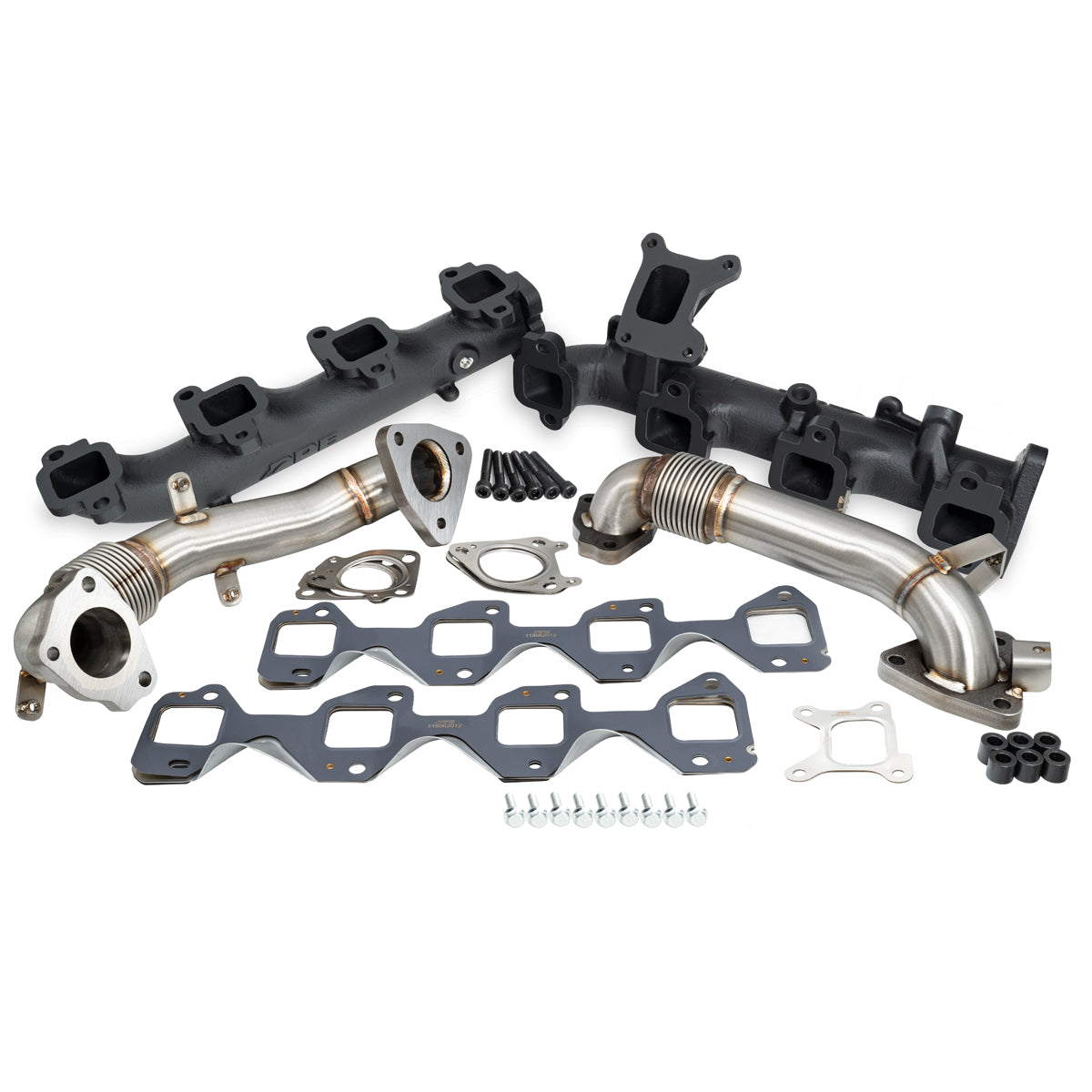 Pacific Engineering PPE High Flow Exhaust Manifolds and Up-Pipes Kit - GM 6.6L Duramax  2017-2026 L5P - Black 116112520