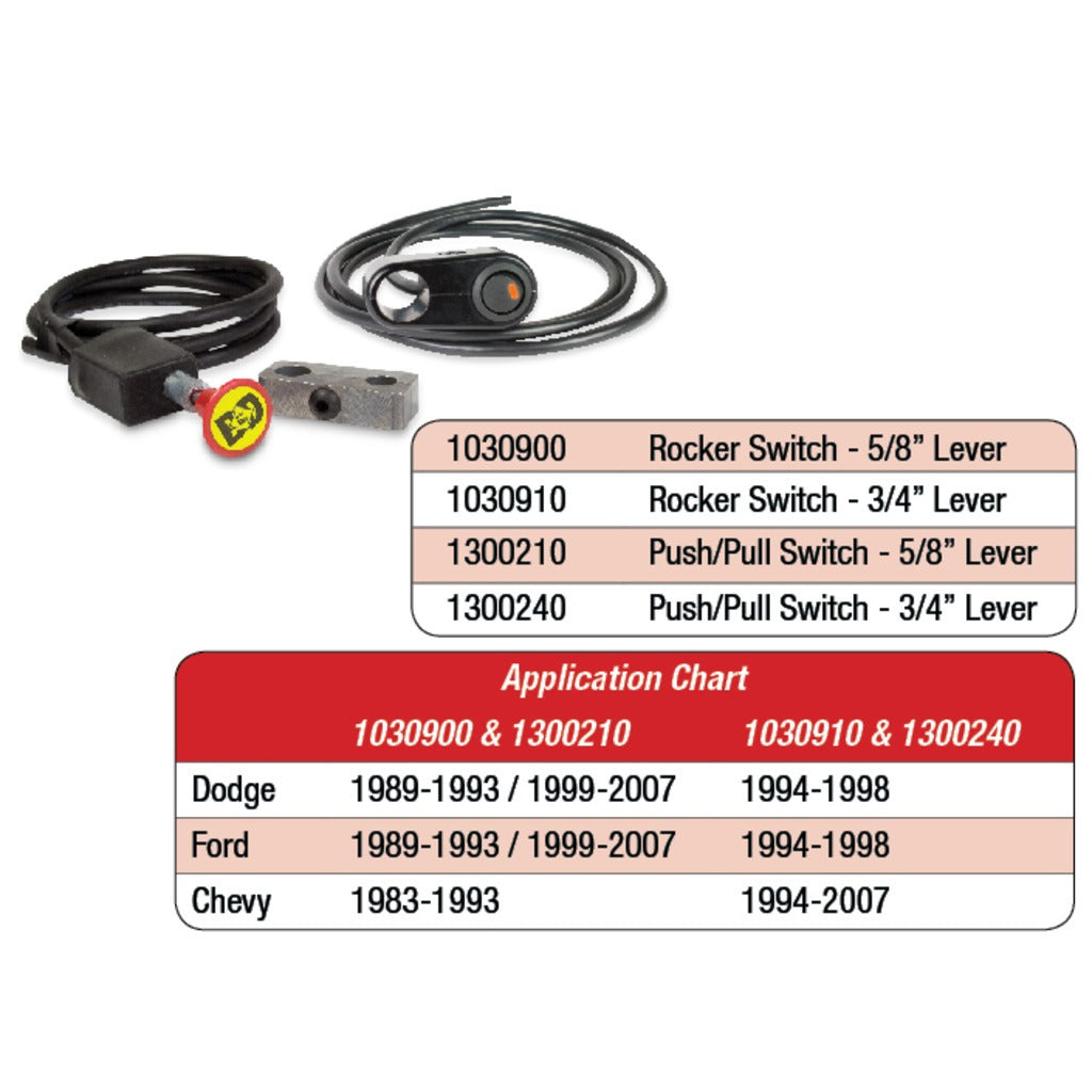 BD Diesel Push Pull Switch Kit Exhaust Brake - 3 4in Manual Lever 1300240