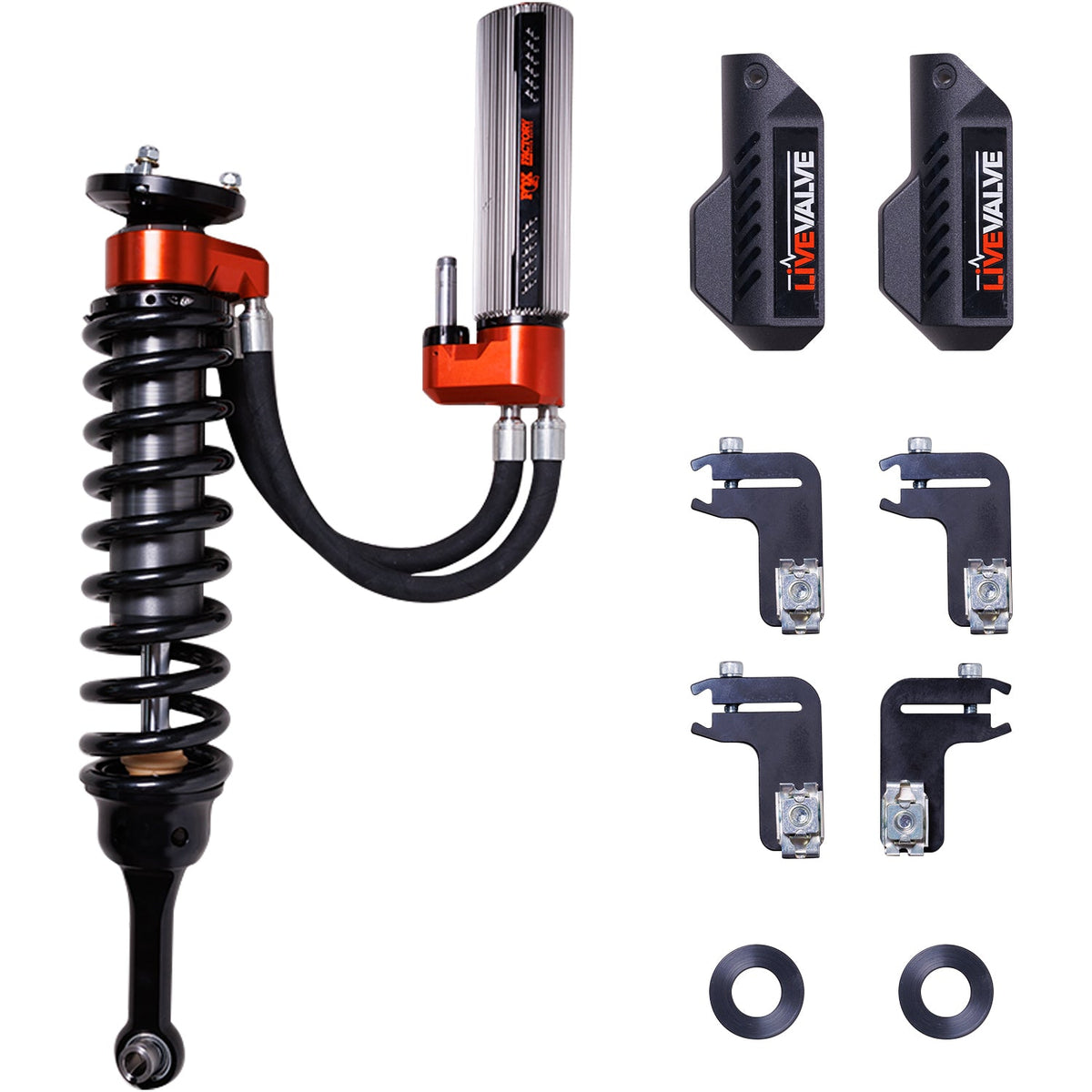 FOX Shock Racing Kit: 21.5-ON Ford Raptor Front Coilover Live Valve Internal Bypass 3.0 Series R R 35 37 Tire 0-1 0-.5 Lift | 883-06-182