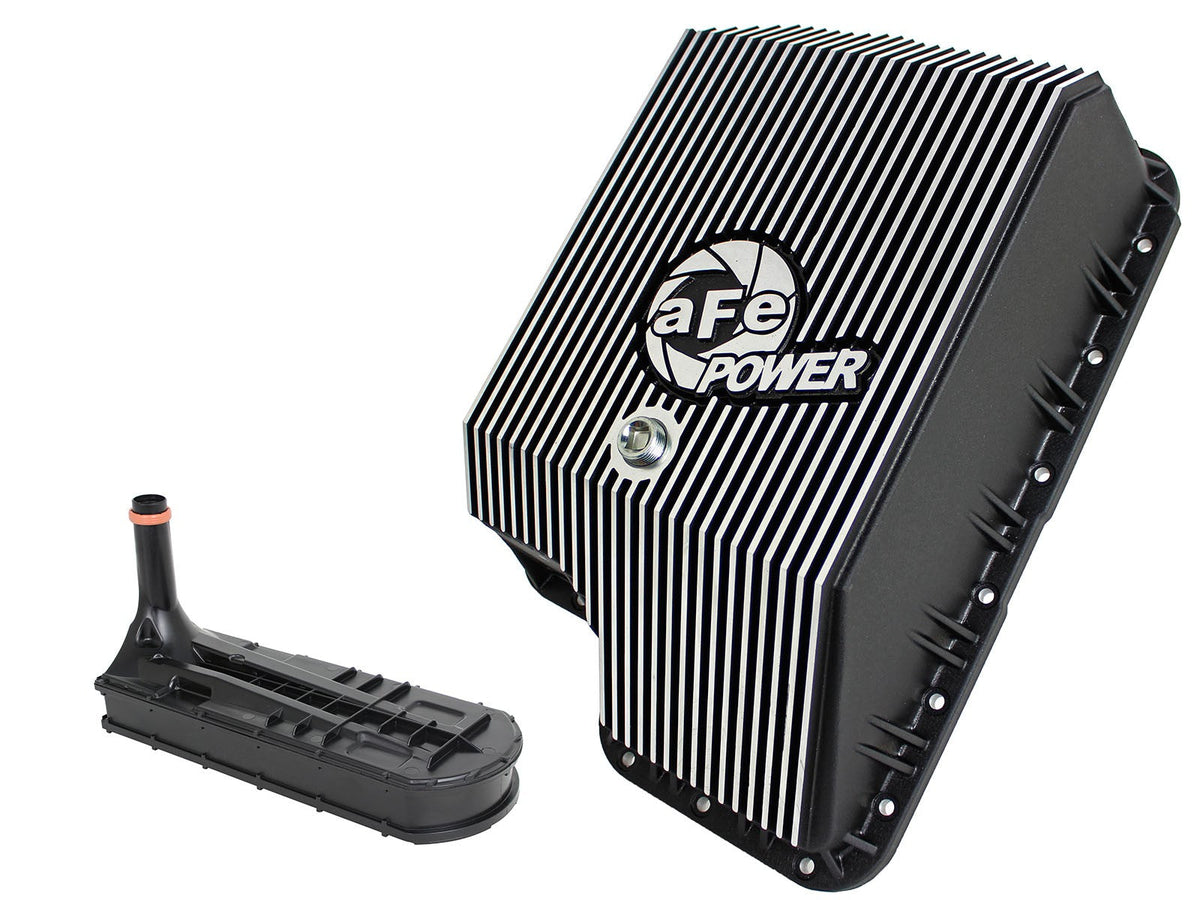 aFe Power aFe Power Ford Diesel Trucks 94-10 V8-7.3L6.0L6.4L td Pro Series Transmission Pan Black w Machined Fins 46-70122-1 | 46-70122-1