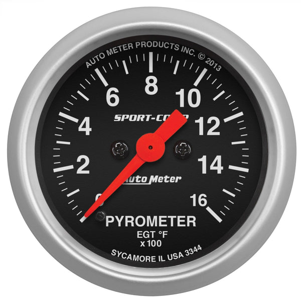 Autometer GAUGE PYROMETER (EGT) 2 1/16 IN 1600degree F DIGITAL STEPPER MOTOR SPORT-COMP | 3344