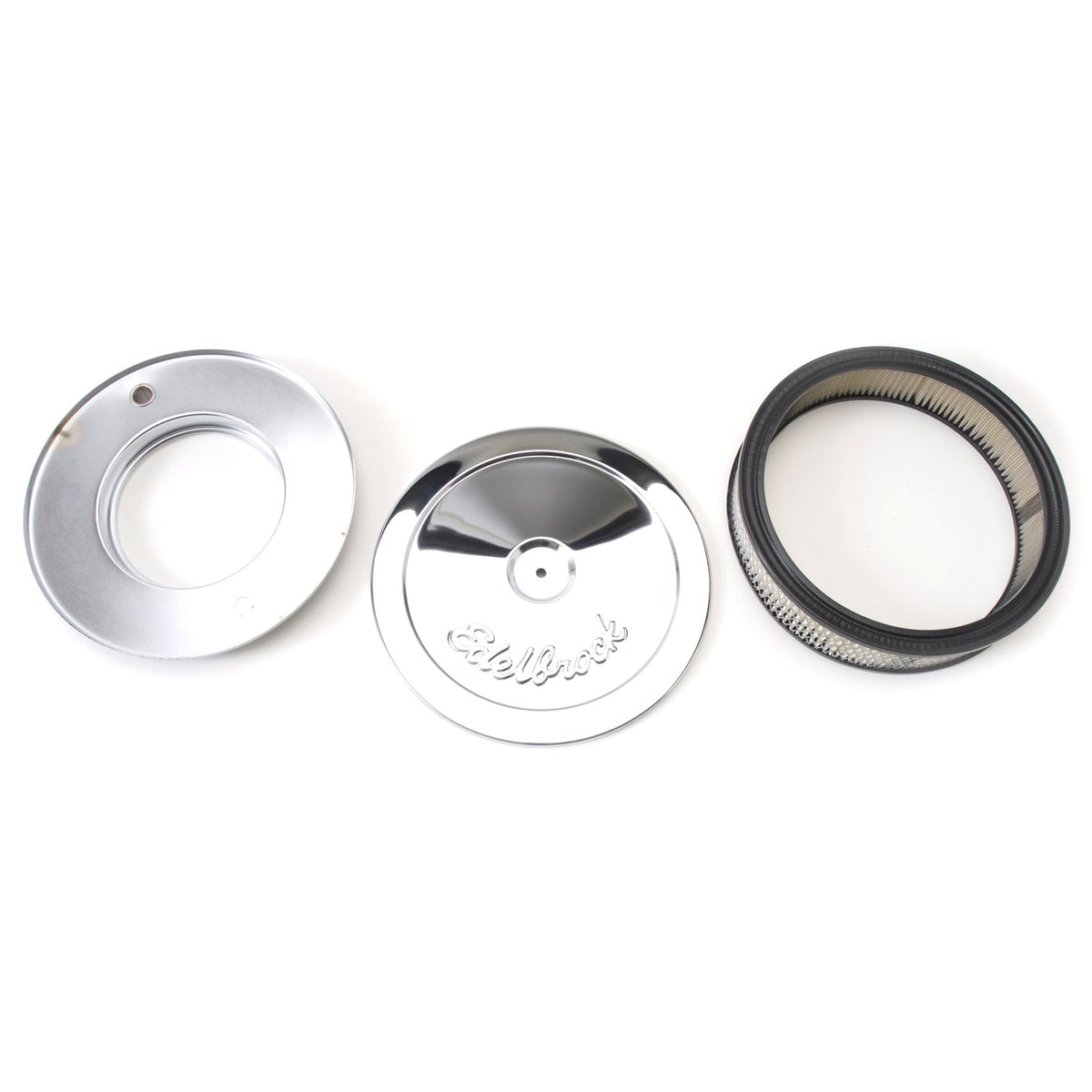 Edelbrock EDELBROCK PRO-FLO CHROME 10 ROUND AIR CLEANER WITH 2 PAPER ELEMENT (DEEP FLANGE) 1208 | 1208