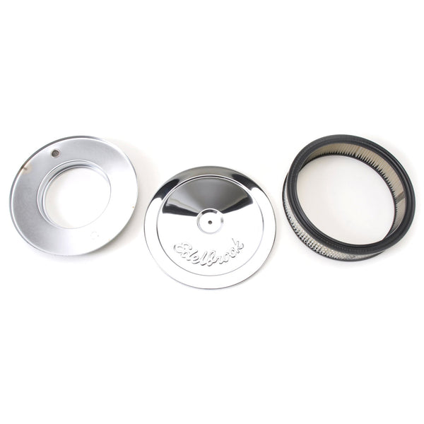 Edelbrock EDELBROCK PRO-FLO CHROME 10 ROUND AIR CLEANER WITH 2 PAPER ELEMENT (DEEP FLANGE) 1208 | 1208