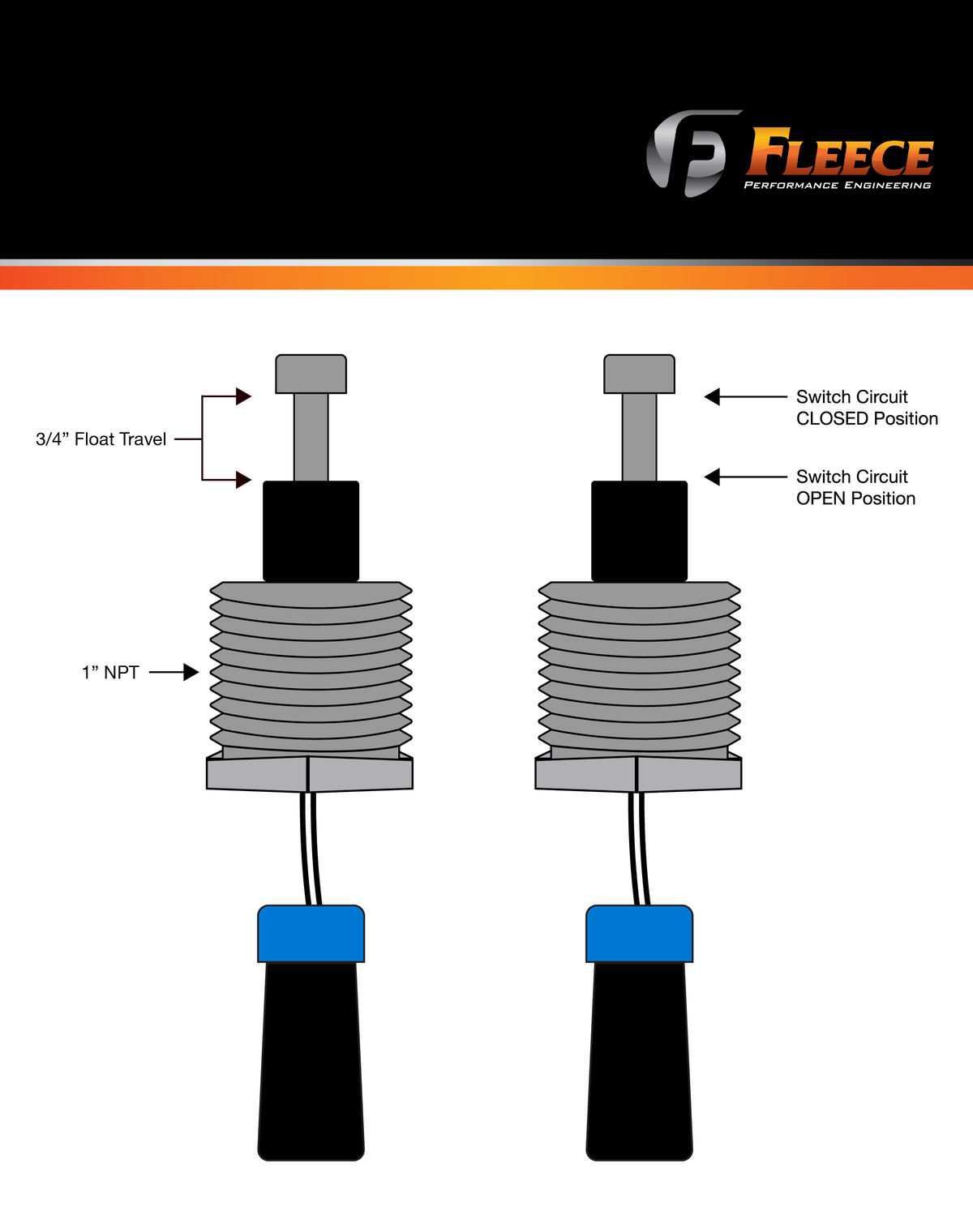 Fleece Performance Fleece Perfromance SS Univ. Float Switch w Two-Pin Metripack conn FLCFPE-FS-UNIV-2M-SS | FPE-FS-UNIV-2M-SS