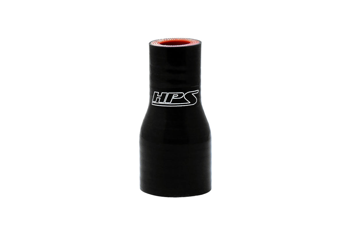 HPS Performance 7/8 - 1 ID  3 Long High Temp 4-ply Reinforced Silicone Reducer Coupler Hose Black (22mm - 25mm ID  76mm Length) | HTSR-087-100-BLK