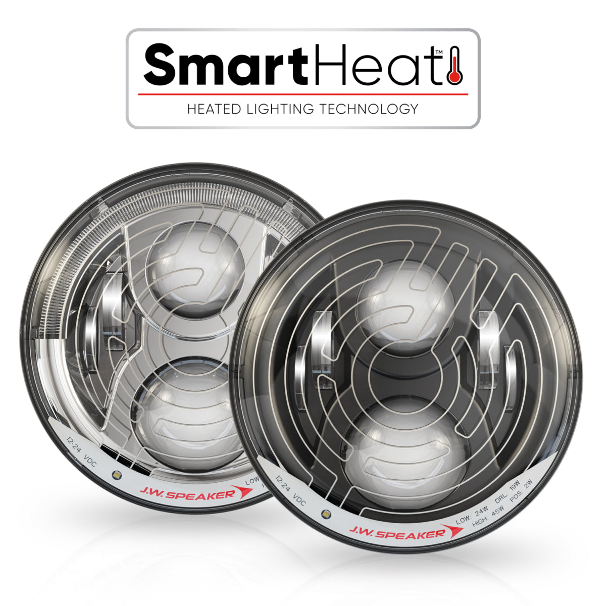 JW Speaker J.W. Speaker 12-24V DOT LED High and Low Beam Headlight with Black Inner Bezel Single Light 0554941 | 554941