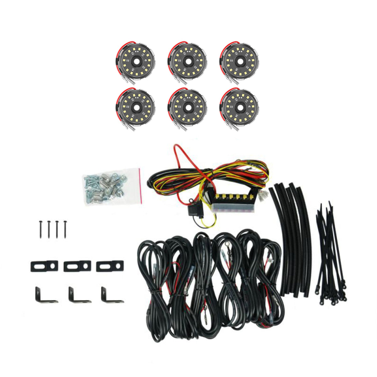 KC HiLites Cyclone V2 LED - Rock Light - 6-Light System - Clear - 5W Flood Beam 91040