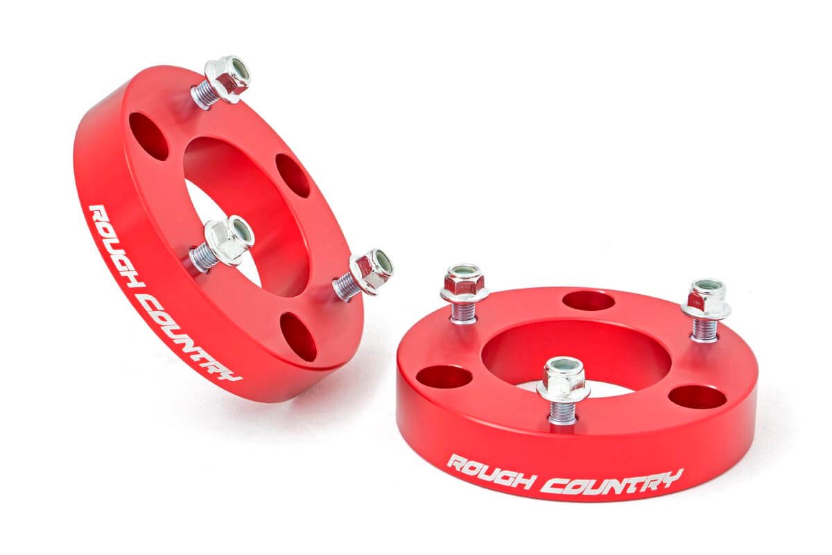 Rough Country 2 Inch Leveling Kit Red Spacers Nissan Titan 2WD 4WD (2004-2024) | 863RED