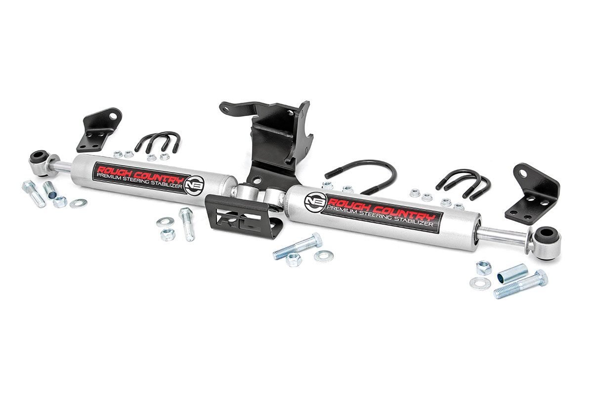 Rough Country N3 Steering Stabilizer  Dual  2.5-8 Inch Lift  Jeep Gladiator JT Wrangler JL (18-26) 87304