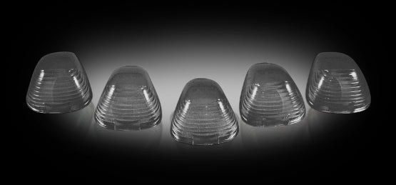 Recon Lighting Ford 99-16 Superduty 5-Piece Set Smoked Cab Roof Light Lenses Only and Amber Xenon Bulbs 264142BK