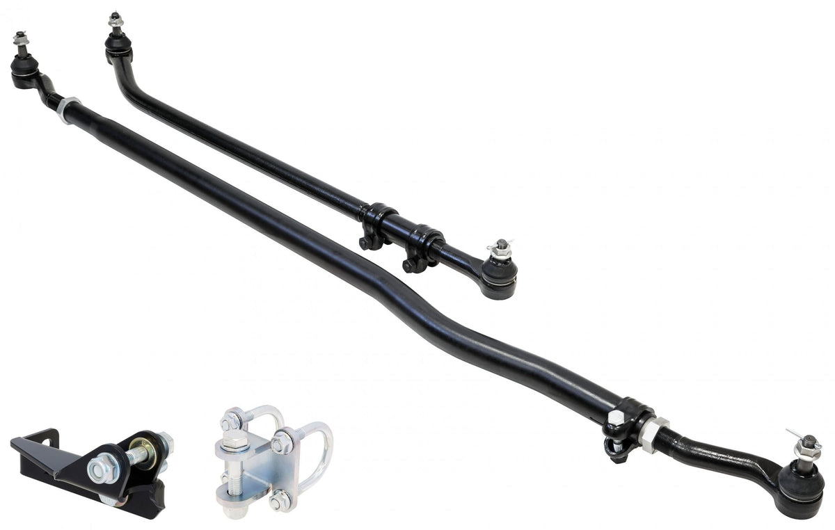 Rock Jock Currectlync JL JT Steering System incl. organically shaped forged drag link 42mm chromoly tie rod tube forged steel ends stabilizer shock brackets RJ-442100-101