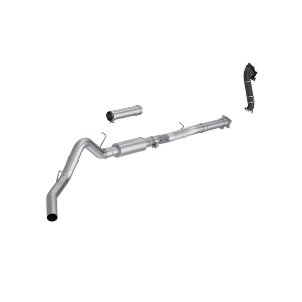 MBRP 2001 2004 Chevrolet GMC Silverado Sierra 2500 3500 6.6L Duramax Ec Cc Aluminized Steel 4 Cat-Back Single Side Exit - with Carb-Approved Downpipe EO# D-763-2 | S6001P