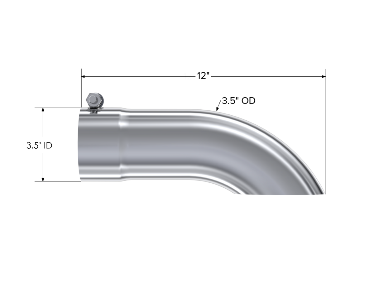 MBRP T304 Stainless Steel Tip; 3.5 OD Turn Down 3.5 inlet 12 length T5080
