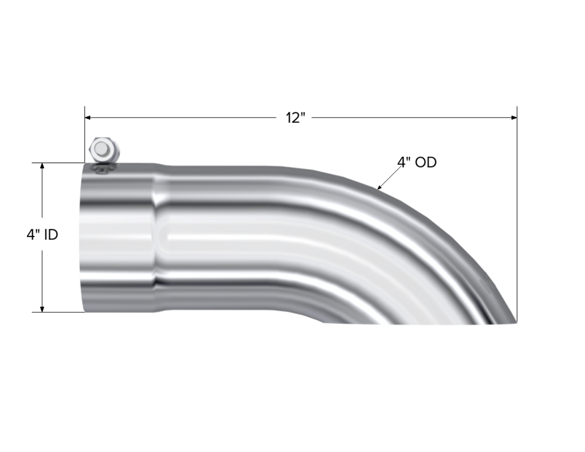 MBRP T304 Stainless Steel Tip; 4 OD Turn Down 4 inlet 12 length T5081