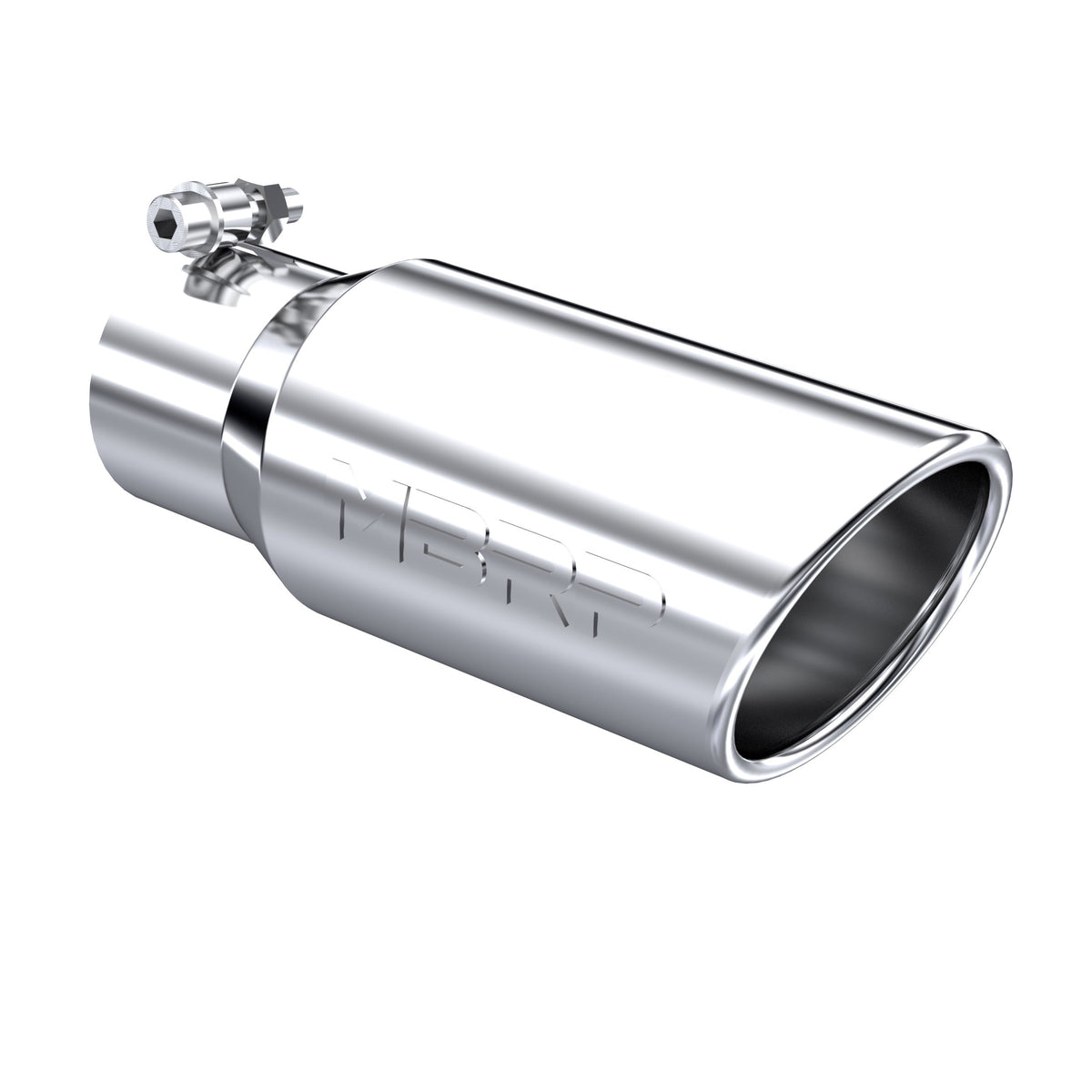 MBRP T304 Stainless Steel Tip; 4 OD; Angled Cut Rolled End; 3 inlet; 10 length T5155
