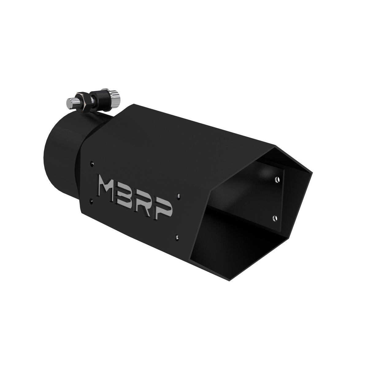 MBRP Black Coated Hex Tip 3 ID; 4 OD; 10  length ; with Stainless Steel Logo Plate T5169BLK