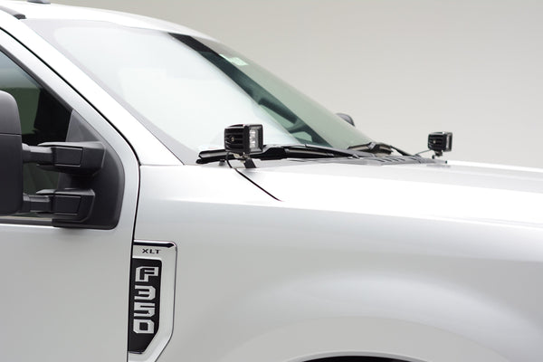 Z-RoadZ Zroadz Hood Hinge LED Bracket Black Mild Steel Bolt-on no drilling required to mount (2) 3 Inch ZROADZ or similar style LED Pod Lights Z365471 | Z365471